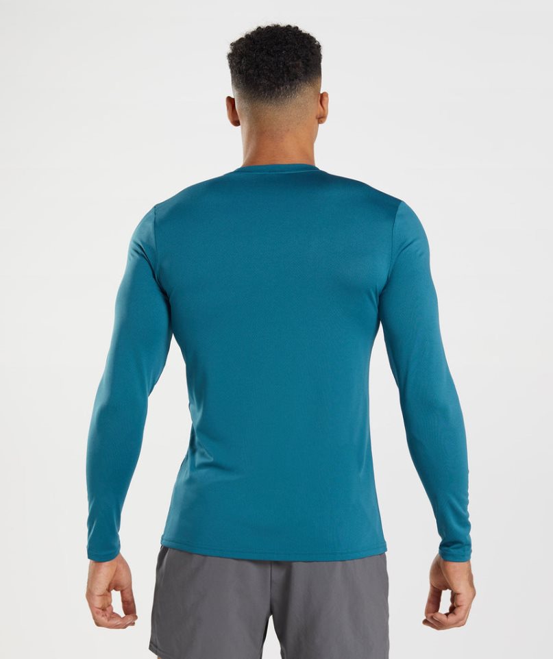 Men's Gymshark Arrival Long Sleeve T-Shirts Blue | CA DA5N67